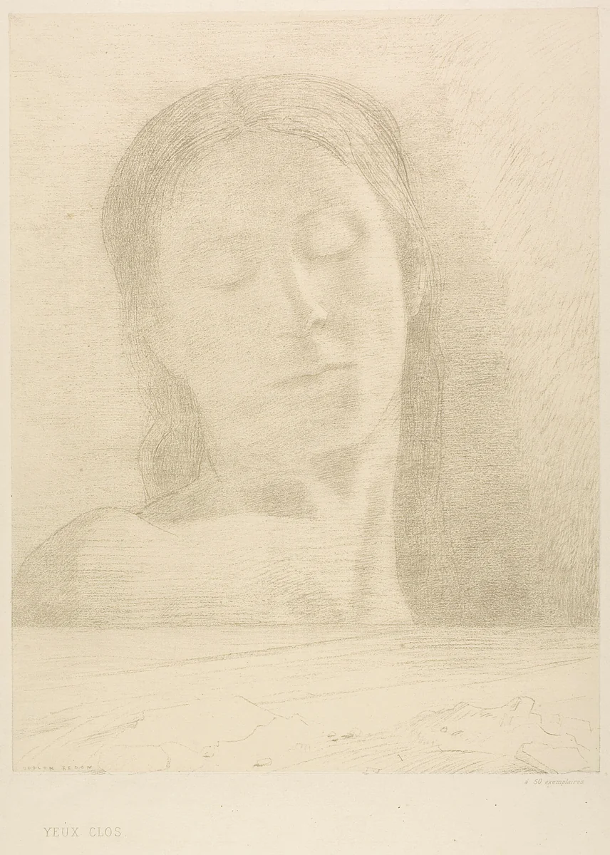 Closed Eyes by Odilon Redon, print, 1890