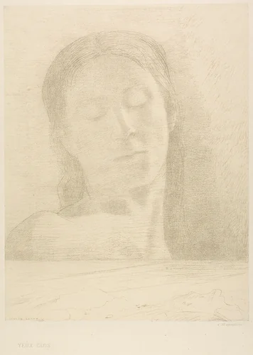 Closed Eyes by Odilon Redon, print, 1890