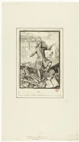 Plundering van huizen tijdens het aansprekeroproer, 1696 by Pieter van den Berge, print, 1696-1698