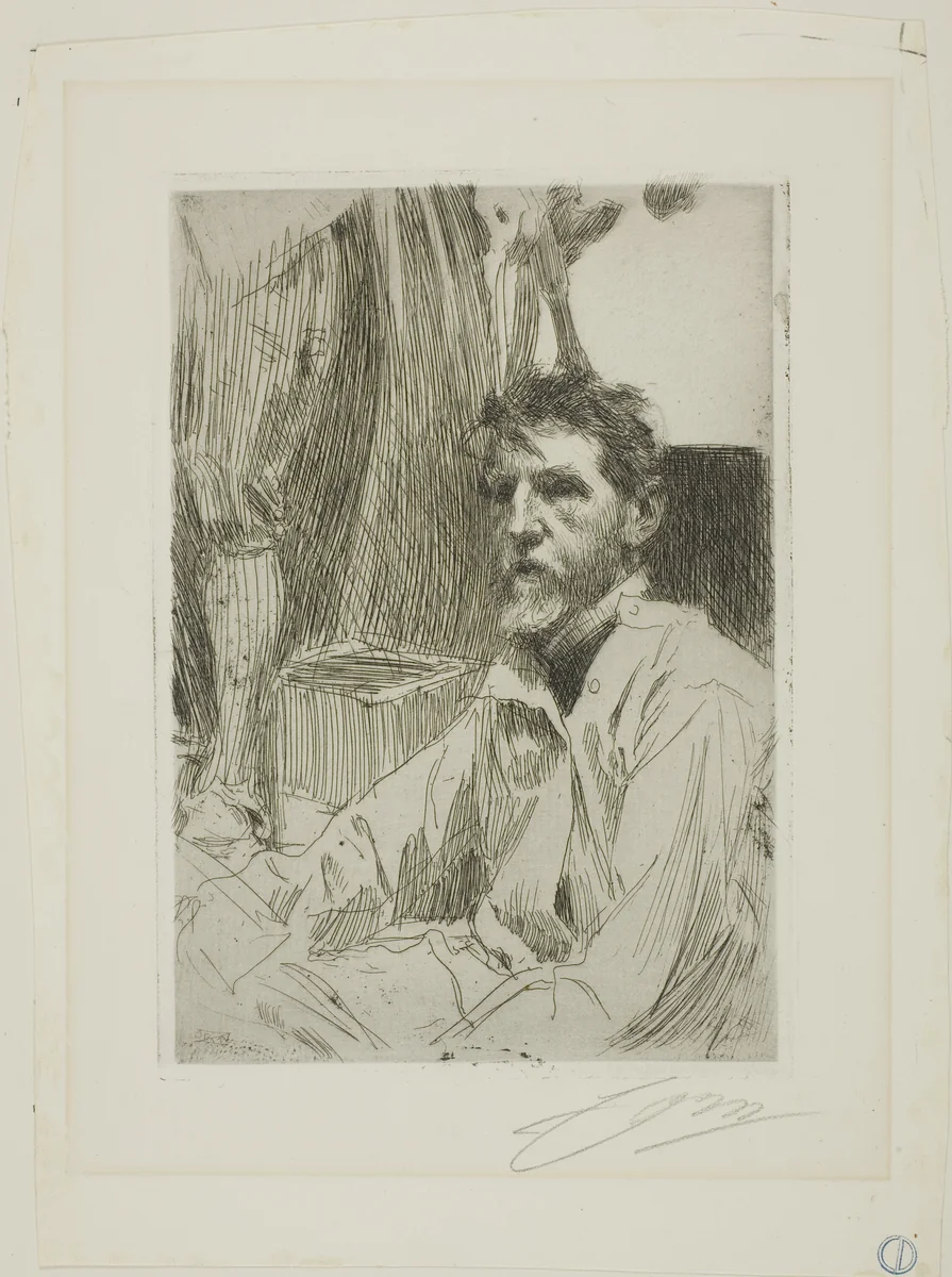 August Saint Gaudens I by Anders Zorn, print, 1898