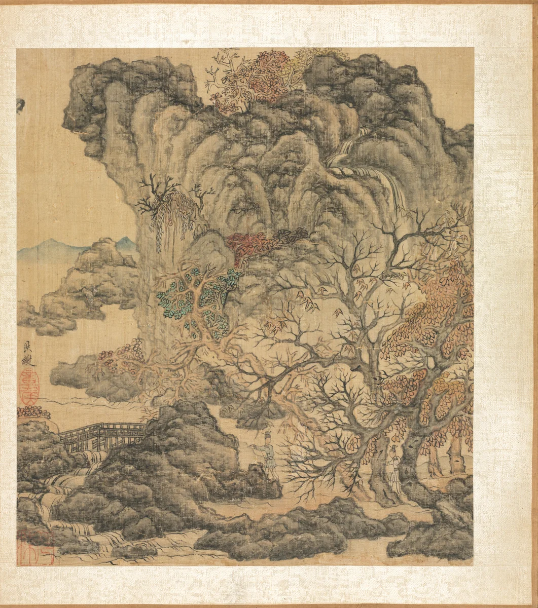Paintings after Ancient Masters:Travelers in an Autumn Landscape by Chen Hongshou, painting, 1598-1652