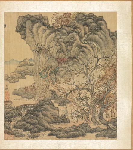 Paintings after Ancient Masters:Travelers in an Autumn Landscape by Chen Hongshou, painting, 1598-1652