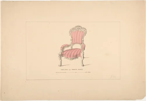 Design for Easy Chair, François Premier Style by Robert William Hume, drawing, 1835-1900