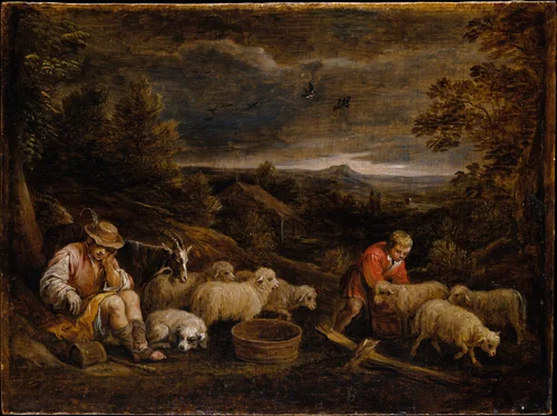 Shepherds and Sheep by David Teniers the Younger, painting, 1630-1690