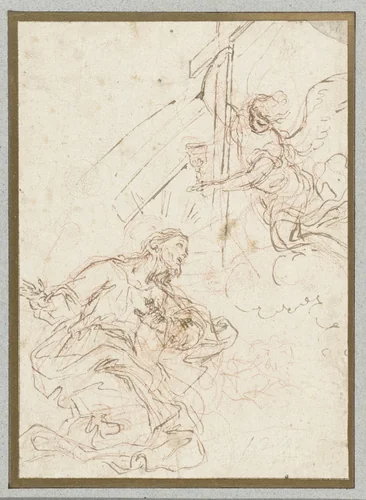 Christus in de Hof van Gethsemane by Benedetto Luti, drawing, 1676-1724