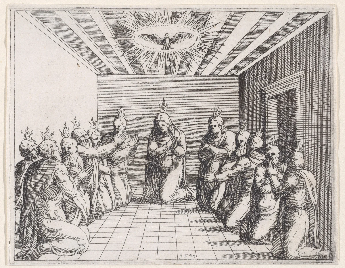 Pentecost, from Old and New Testaments by Augustin Hirschvogel, print, 1548