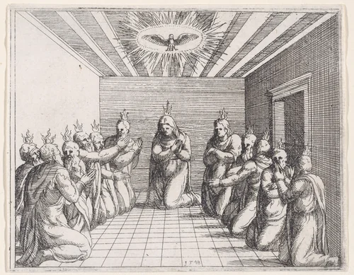 Pentecost, from Old and New Testaments by Augustin Hirschvogel, print, 1548