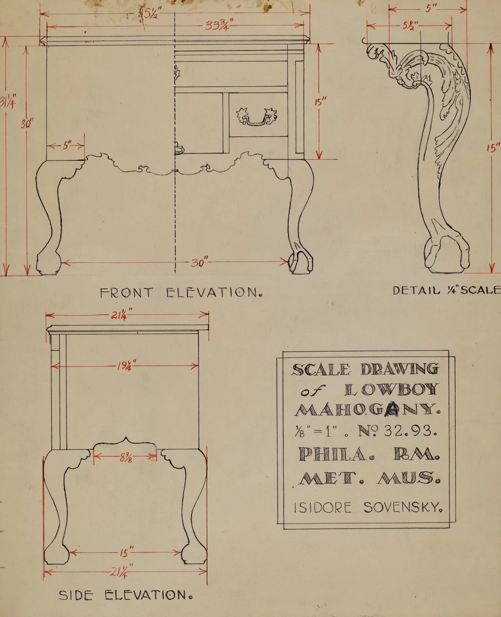 Lowboy by Isidore Sovensky, index of american design, 1935-1942