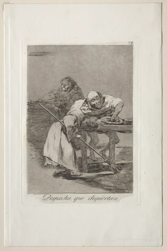 Be Quick, They are Waking Up, Plate 78 by Francisco de Goya, print, 1799