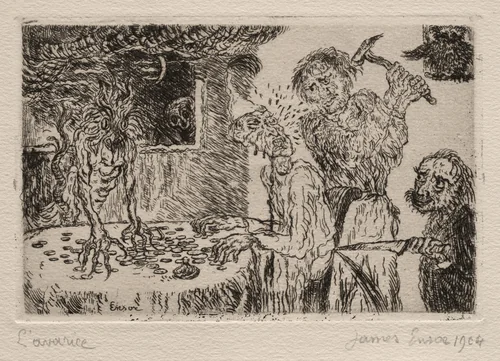 The Seven Deadly Sins: Avarice by James Ensor, print, 1904