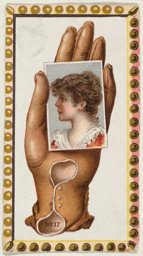Card Number 17, cut-out from banner advertising the Opera Gloves series (G29) for Allen & Ginter Cigarettes by Allen & Ginter, print, 1885-1895