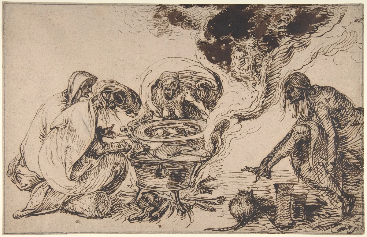 Witches' Sabbath by Jacques de Gheyn II, drawing, 1580-1629