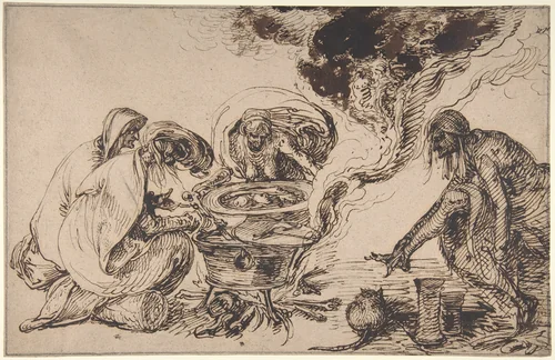 Witches' Sabbath by Jacques de Gheyn II, drawing, 1580-1629