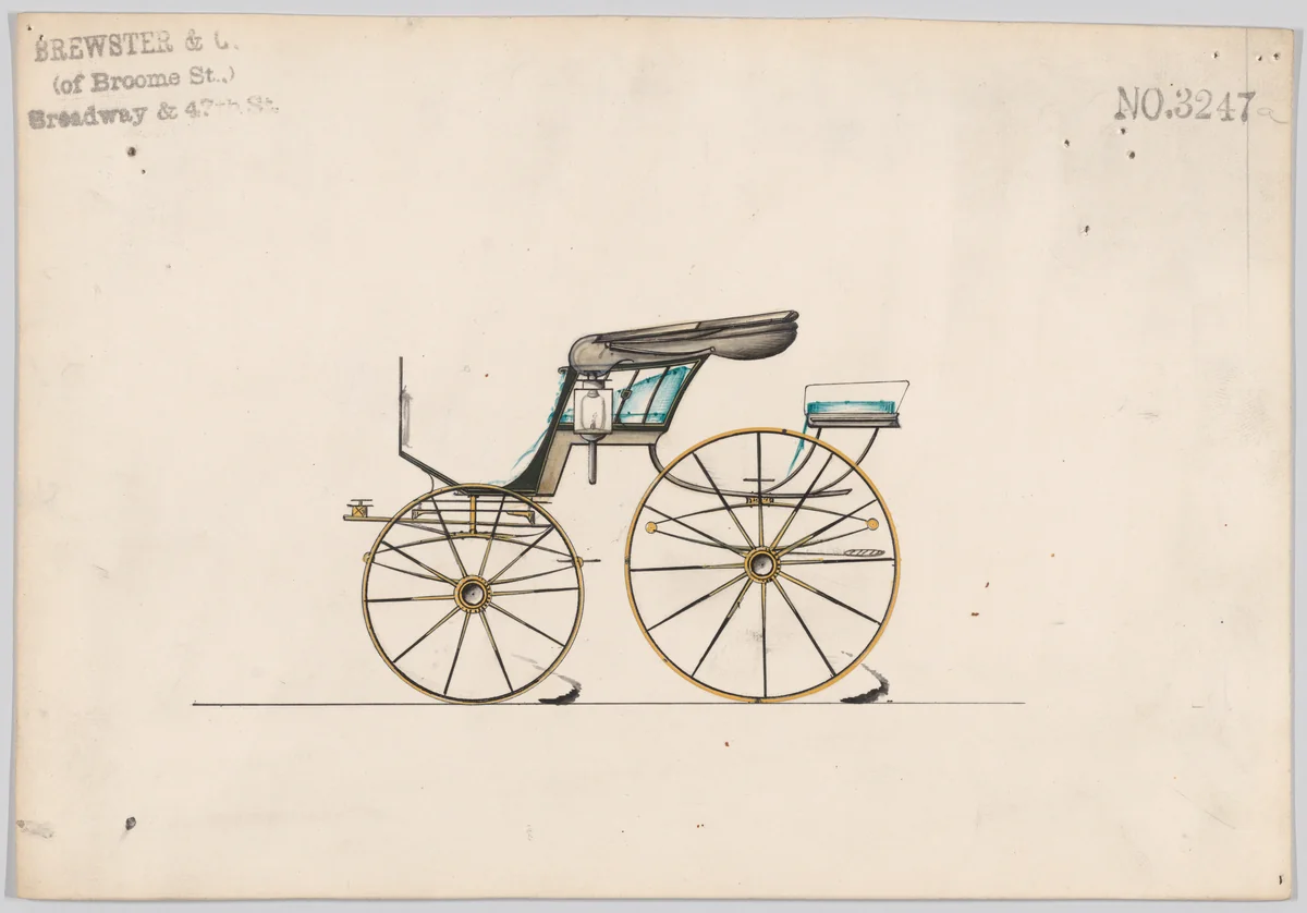 Design for Pony Phaeton, no. 3247a by Brewster & Co., drawing, 1876