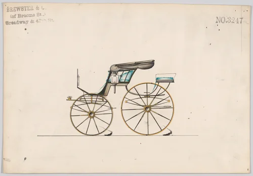 Design for Pony Phaeton, no. 3247a by Brewster & Co., drawing, 1876
