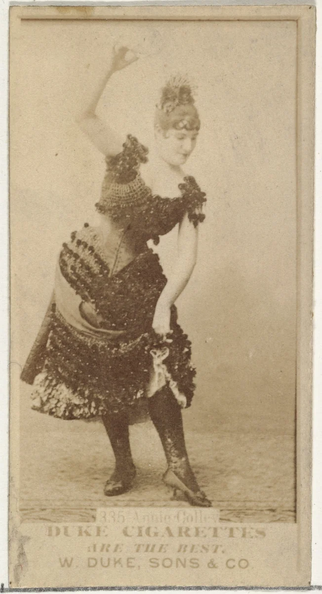 Card Number 335, Annie Colley, from the Actors and Actresses series (N145-7) issued by Duke Sons & Co. to promote Duke Cigarettes by W. Duke, Sons & Co., photograph, 1880-1889
