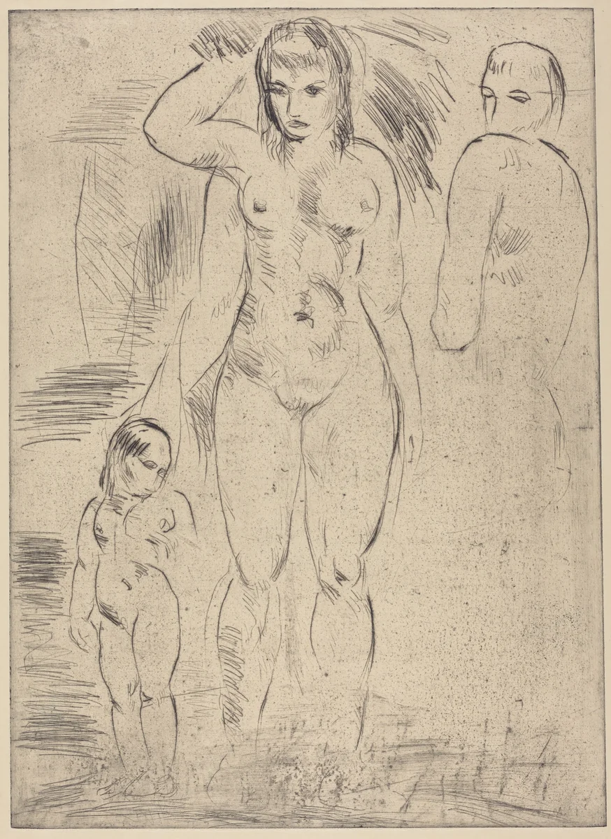 Woman and Child (Weib und Kind) by Wilhelm Lehmbruck, print, 1914