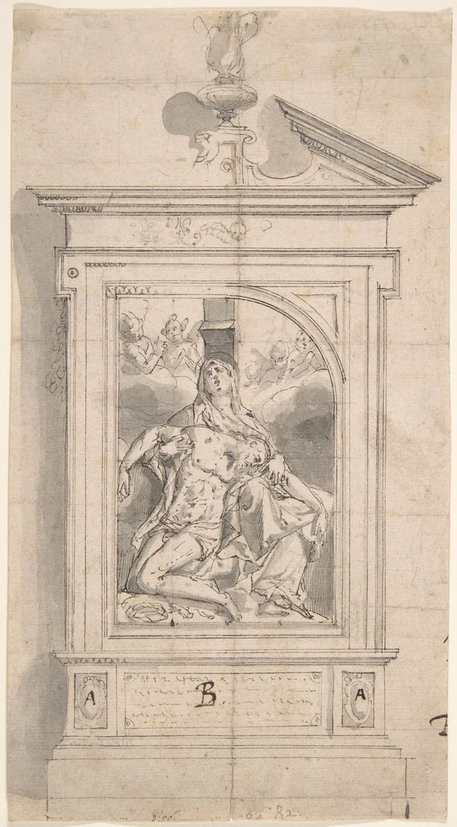Pietà (Design for an Altar) by Peter Candid, drawing, 1590-1600