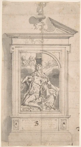 Pietà (Design for an Altar) by Peter Candid, drawing, 1590-1600
