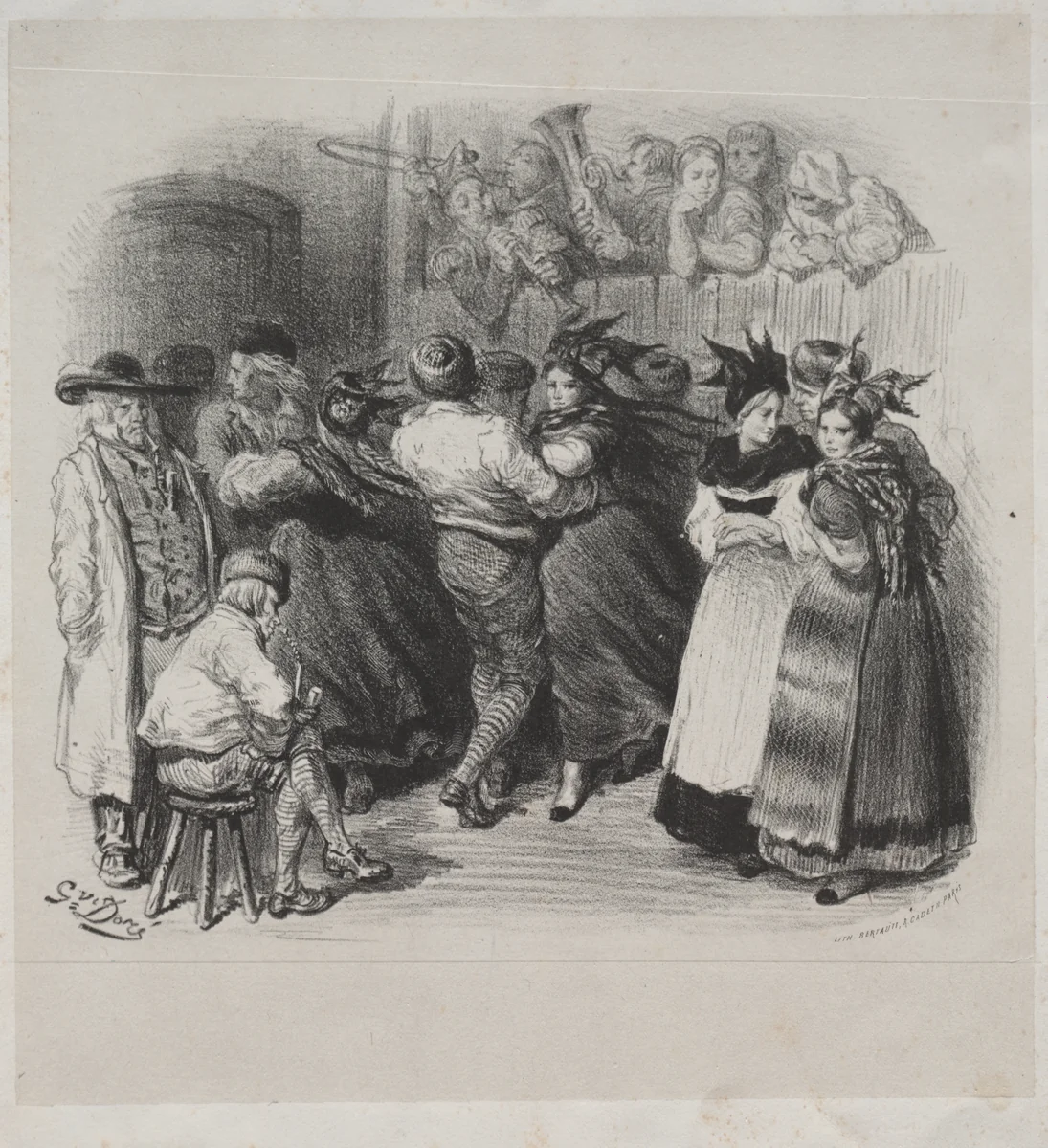 Musical Works of Ernest Doré: Souvenir of Alsace, Alsatian Dance - Title Page by Gustave Doré, print, 1854-1883