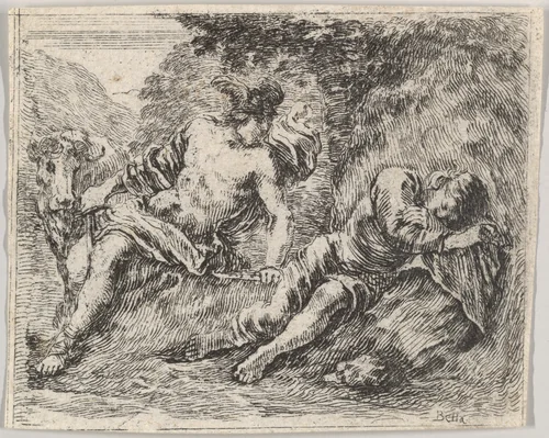 Mercury and Argos, from "Game of Mythology" (Jeu de la Mythologie) by Stefano della Bella, print, 1644