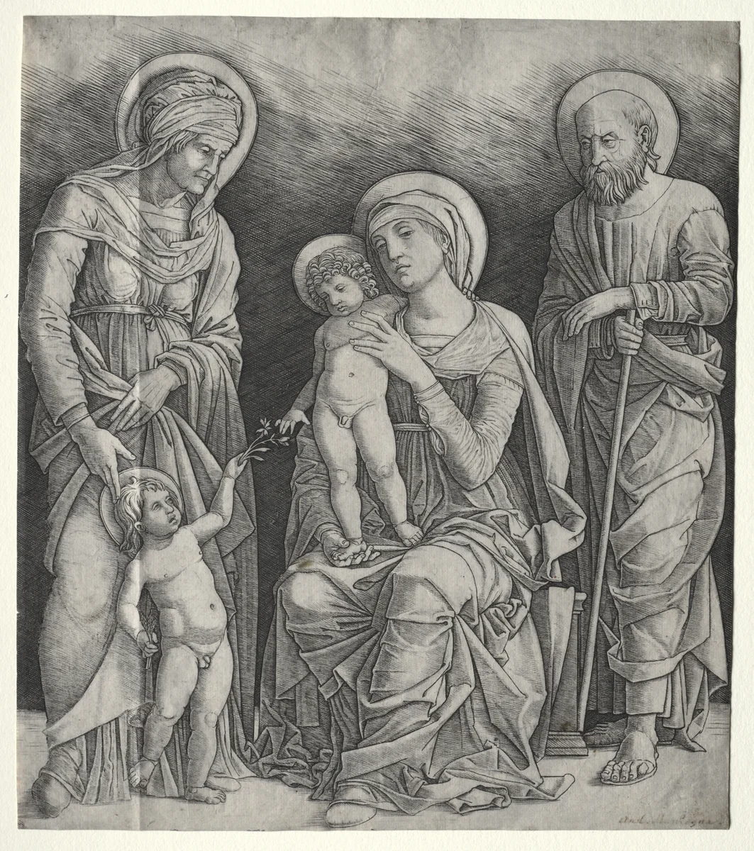 Holy Family with St. Elizabeth and the Infant St. John the Baptist by Giovanni Antonio da Brescia, print, 1495-1505