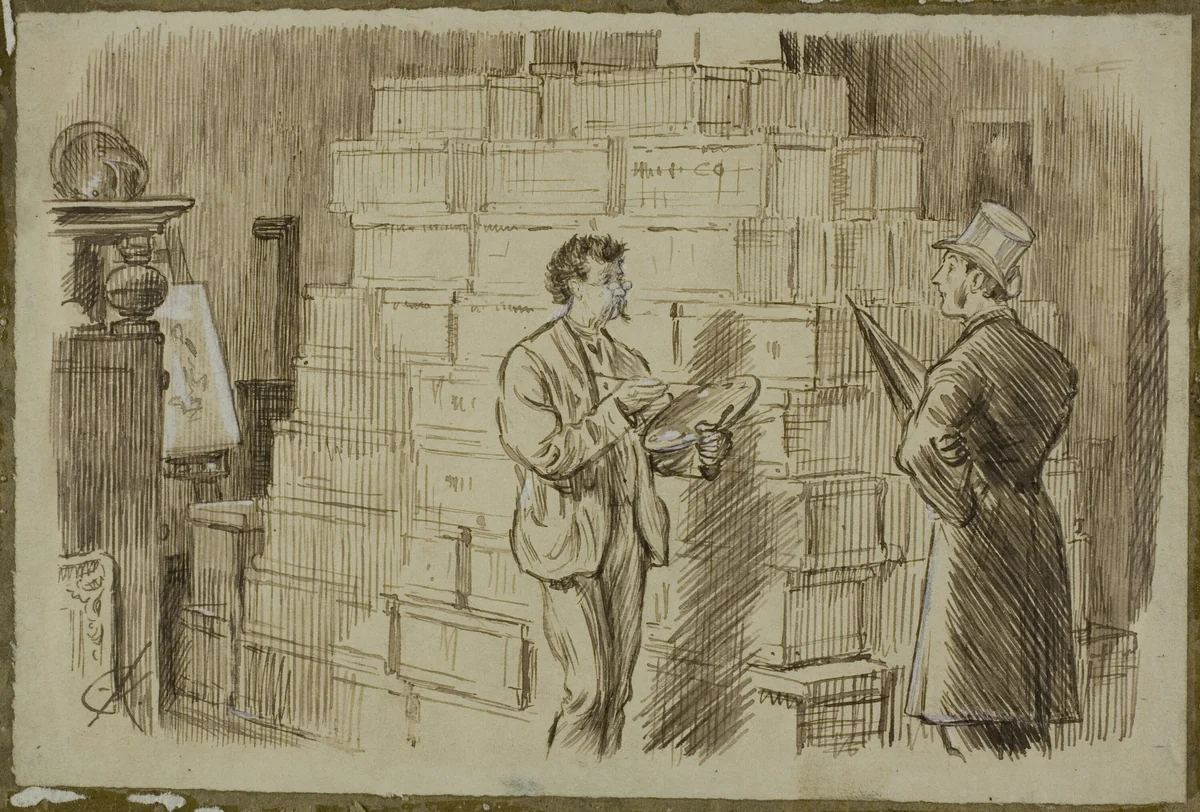 In the Studio by Charles Samuel Keene, drawing, 1870-1891