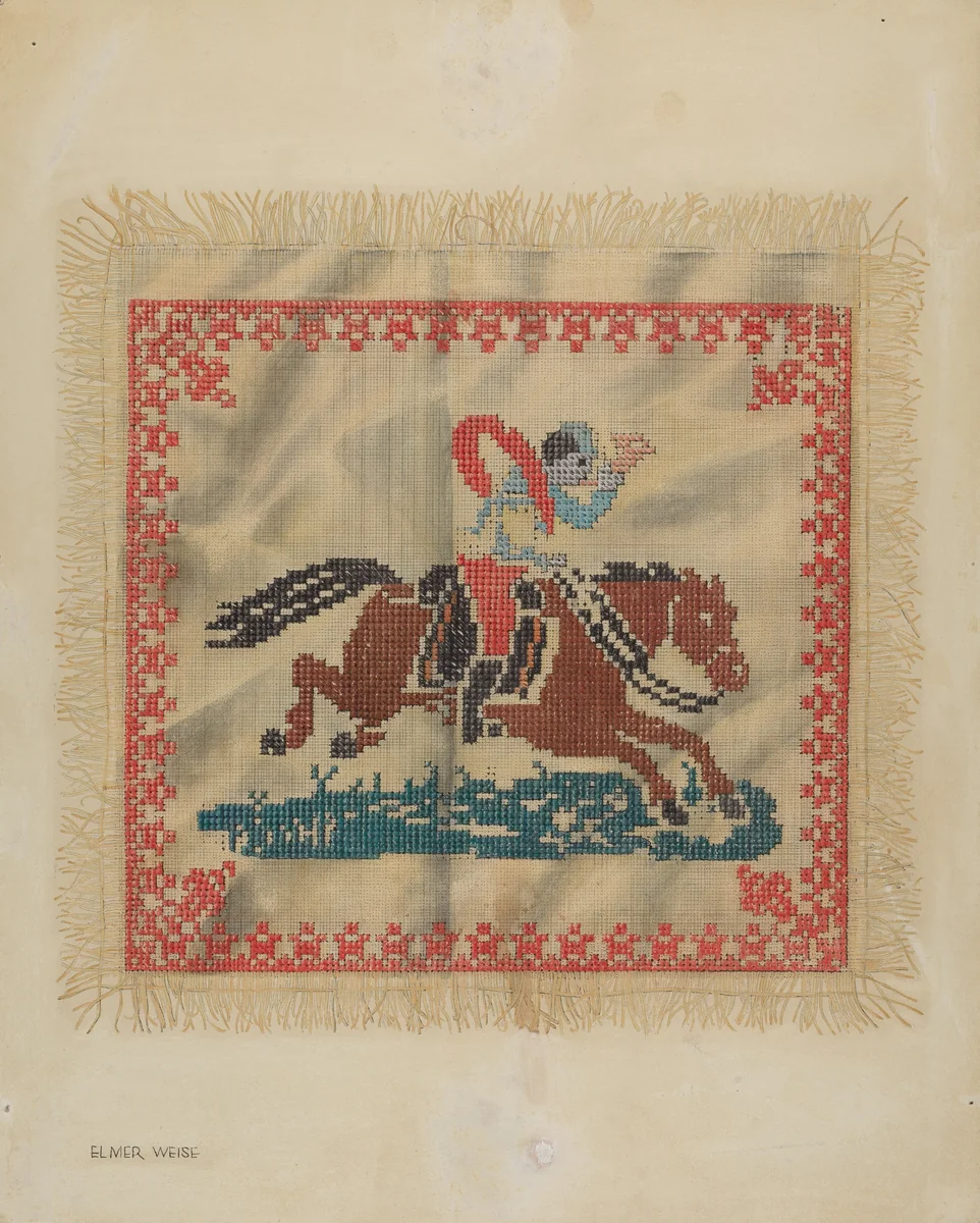 Cross-Stitch Antimacassar by Elmer Weise, index of american design, 1937