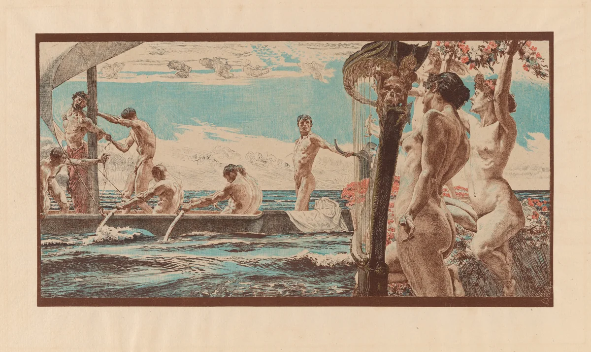 Odysseue und die Sirenen (Odysseus and the Sirens) by Otto Greiner, print, 1894