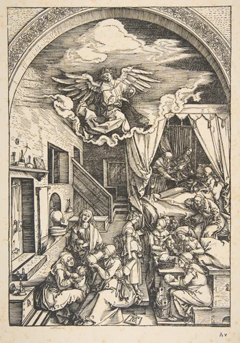 The Birth of the Virgin, from "The Life of the Virgin" by Albrecht Dürer, print, 1503