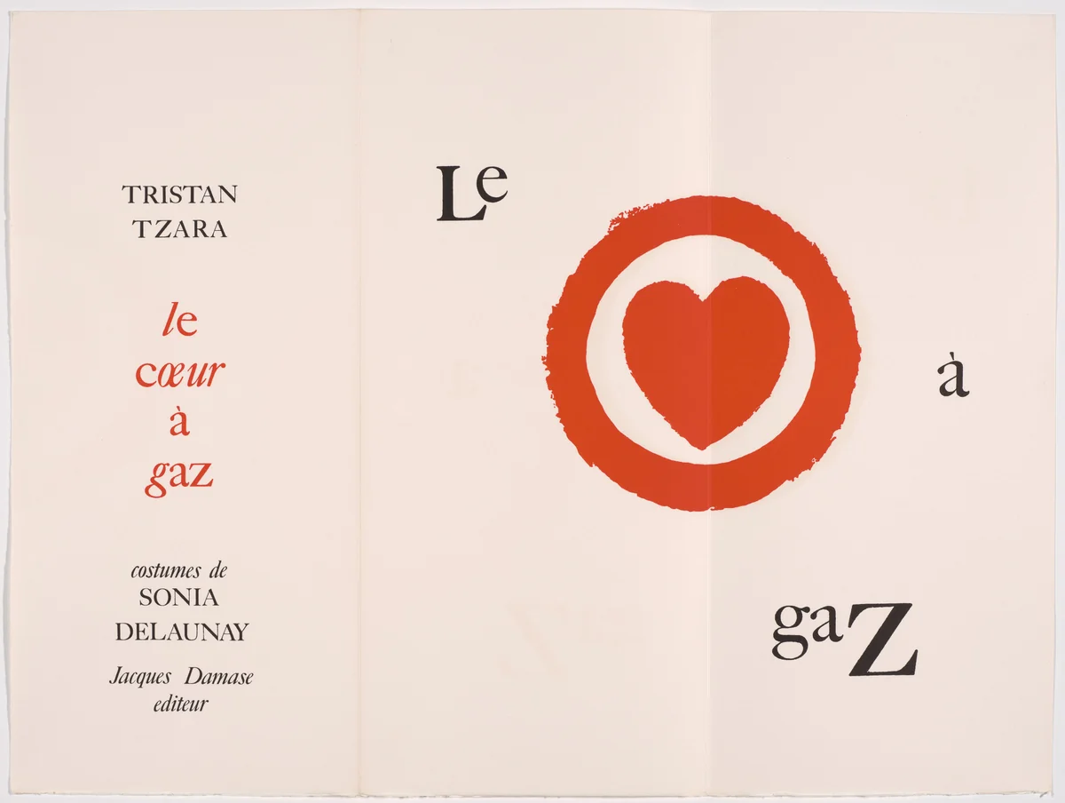 Double page half title from Le Coeur à Gaz (The Gas Heart) by Sonia Delaunay, illustrated book, 1923