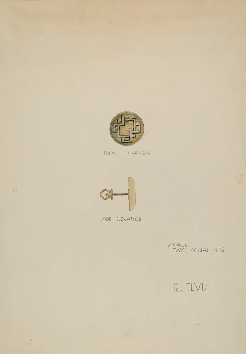Earring by Roberta Elvis, index of american design, 1936