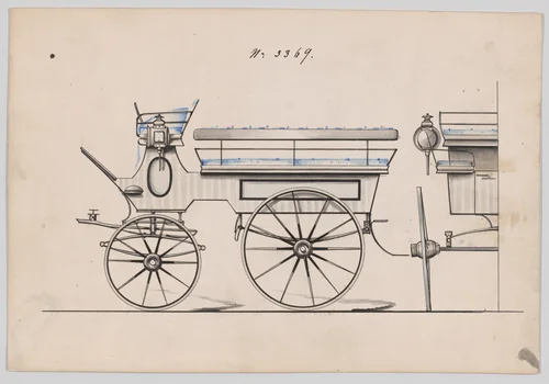Design for Wagonette, no. 3369 by Brewster & Co., drawing, 1877
