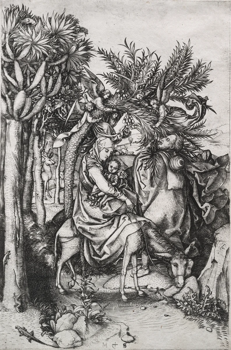 The Flight into Egypt by Martin Schongauer, print, 1465-1479