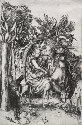 The Flight into Egypt by Martin Schongauer, print, 1465-1479