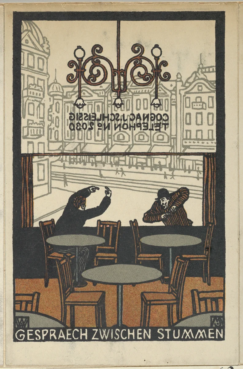 Conversation between Mutes (Gespraech zwischen Stummen) by Moriz Jung, print, 1907