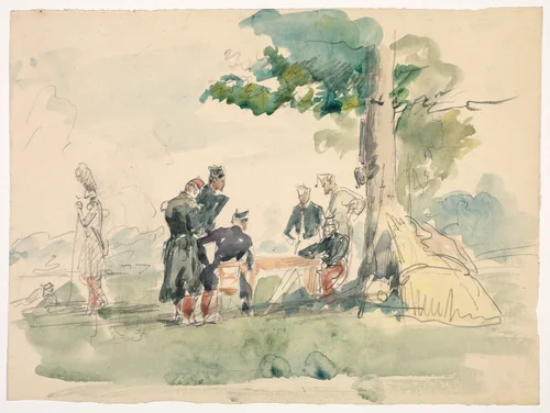 Militaires sous un arbre (Soldiers under a Tree) by Isidore Pils, drawing