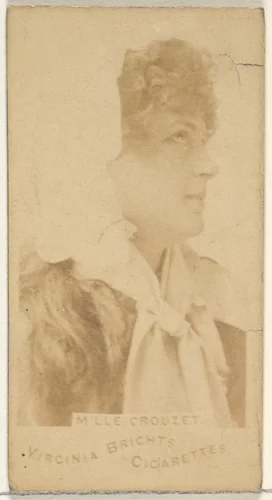 Mlle. Crouzet, from the Actors and Actresses series (N45, Type 1) for Virginia Brights Cigarettes by Allen & Ginter, photograph, 1885-1891