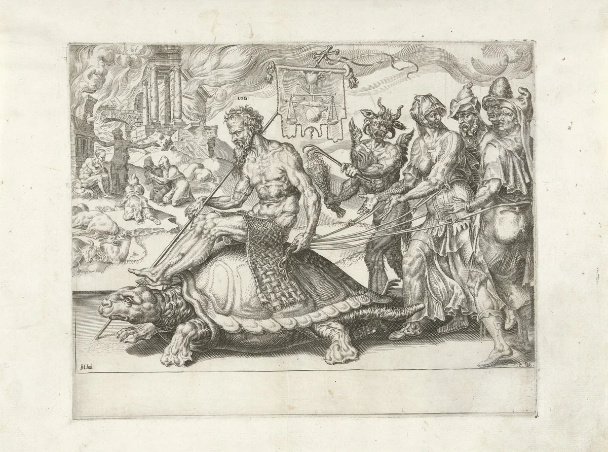 Triomf van Job by Unknown, print, 1559