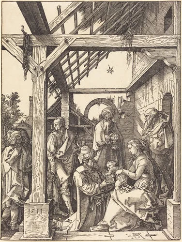 The Adoration of the Magi by Albrecht Dürer, print, 1511