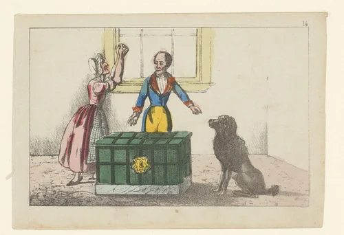 Kardoes en Muizenschik brengen gestolen goederen terug by anonymous, print, 1841
