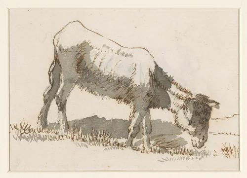 Grazende ezel, van rechts by David de Sandoz-Rollin, drawing, 1750-1809