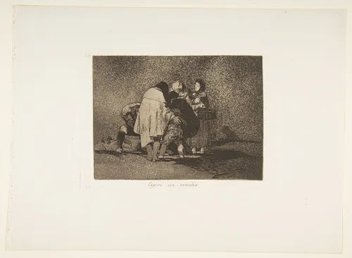 Plate 53 from "The Disasters of War" (Los Desastres de la Guerra): 'There was nothing to be done and he died' (Espiró sin remedio) by Goya, print, 1863