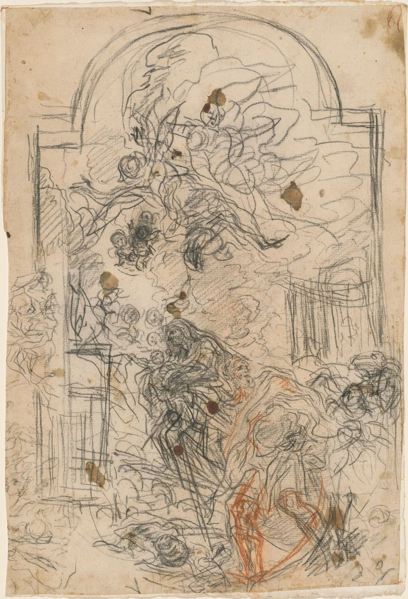 The Flight into Egypt by Baldassare Franceschini, drawing, 1659-1669