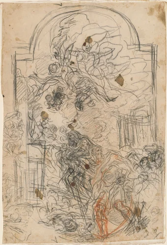 The Flight into Egypt by Baldassare Franceschini, drawing, 1659-1669