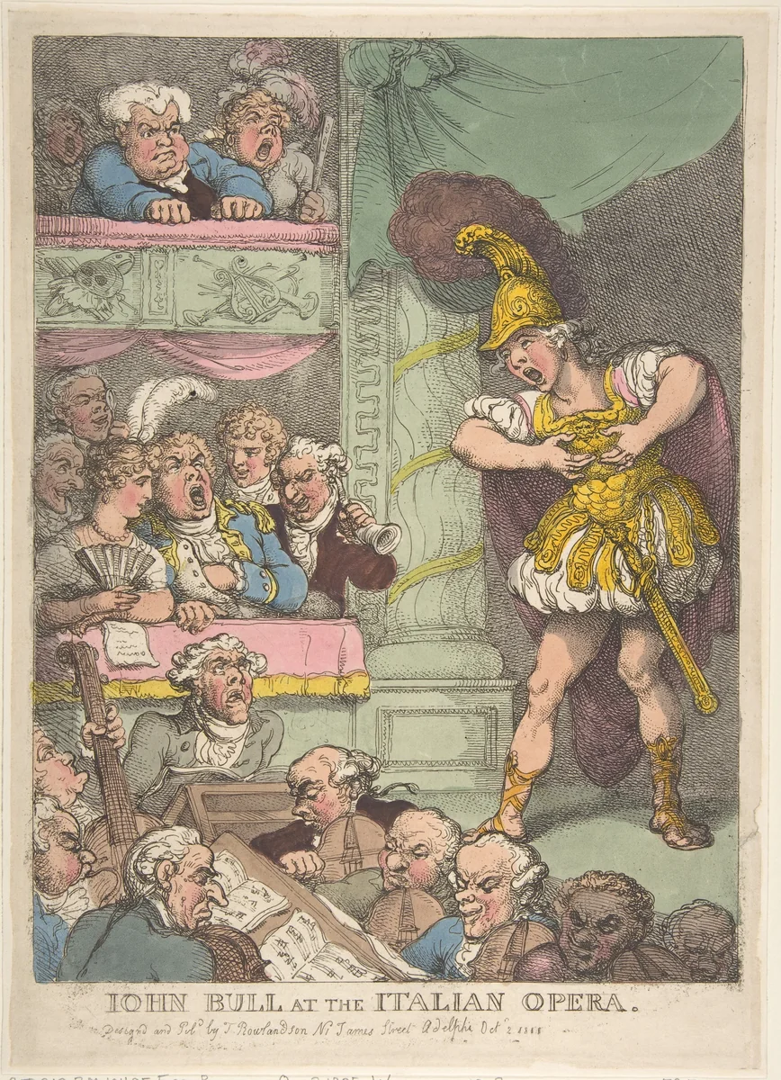 John Bull at the Italian Opera by Thomas Rowlandson, print, 1811