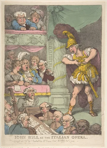 John Bull at the Italian Opera by Thomas Rowlandson, print, 1811