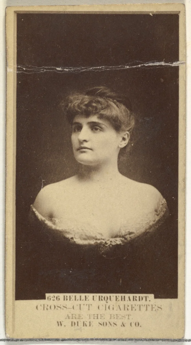 Card Number 626, Belle Urquehardt, from the Actors and Actresses series (N145-3) issued by Duke Sons & Co. to promote Cross Cut Cigarettes by W. Duke, Sons & Co., photograph, 1880-1889