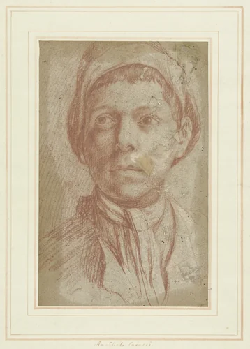 Portret van een jongen by Annibale Carracci, drawing, 1585-1590