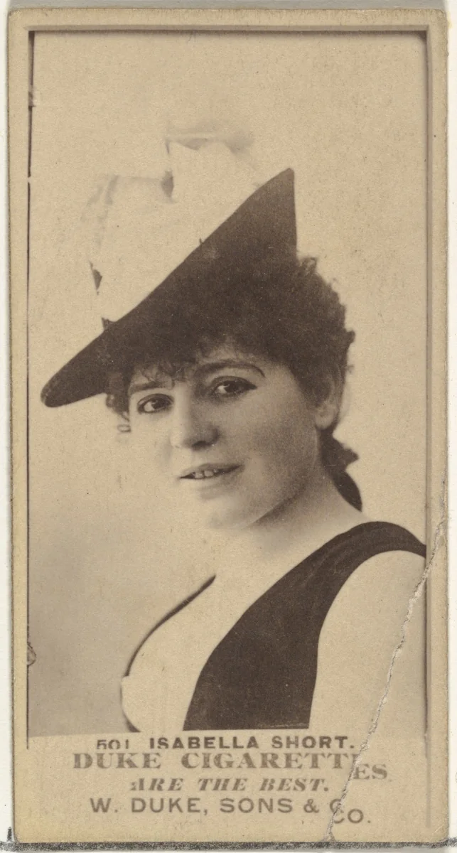 Card Number 501, Isabella Short, from the Actors and Actresses series (N145-7) issued by Duke Sons & Co. to promote Duke Cigarettes by W. Duke, Sons & Co., photograph, 1880-1889
